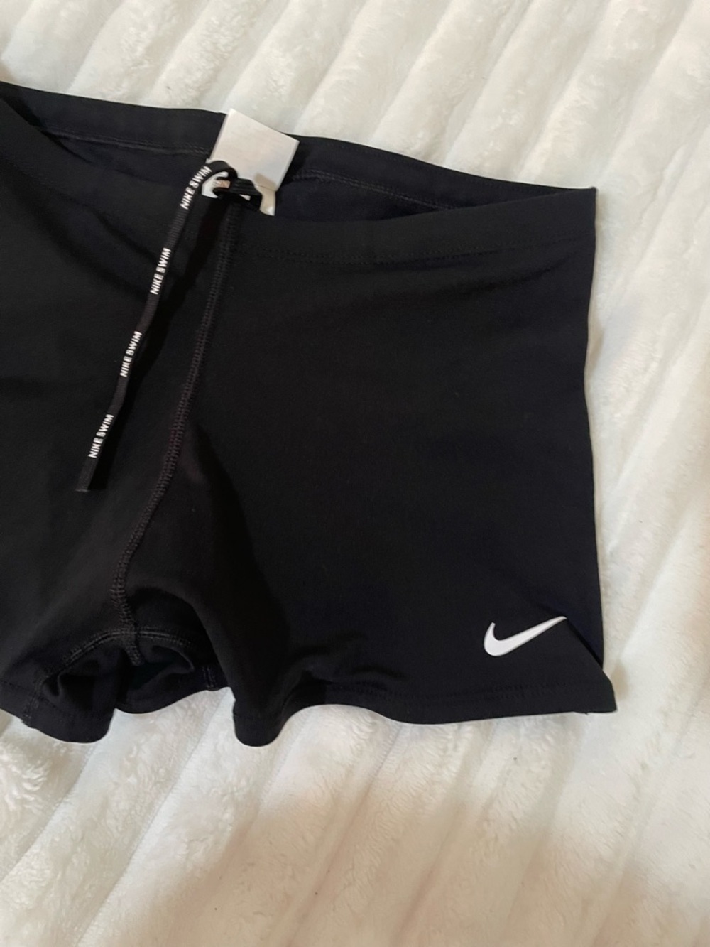 Nike Black Athletic Swim Shorts with White Swoosh - Picture 9 of 11